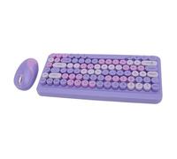 Annadue Wireless Keyboard and Mouse Combo, Cute Colorful Typewriter Retro Round Keycaps Keyboar, 2.4GHz Dropout Free Connection and Optical Mouse, for Desktop, Laptop (Lavender Purple)