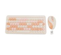 Annadue Wireless Keyboard and Mouse Combo, Cute Colorful Typewriter Retro Round Keycaps Keyboar, 2.4GHz Dropout Free Connection and Optical Mouse, for Desktop, Laptop (Orange)
