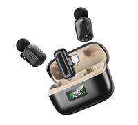 Annadue Wireless Lavalier Microphone for IOS 15/16/17 Pro Max,Android, Noise Reduction AI Voice Changer Lapel Mic for Video Recording Interview Podcast Vlog (Black Apricot)