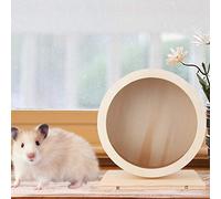 Annadue Wooden Bracket Silent Pet Exercise Running Wheel for Hamster Guinea Pig Hedgehog Chinchilla (Small Size)