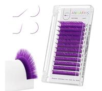 ANNAFRIS Colored Eyelash Extension Classic Purple 0.07 D Curl 8-15mm Mix Colorful Single Lash Extension Individual Salon Supplies Color Lash Professional (Classic Purple,0.07 D 8-15mm Mix)