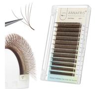 ANNAFRIS Lash Extension 5D W Brown 0.07 LU Curl 9-13mm Premade Fan Lash Russian Volume Eyelash Soft Faux Mink False Lashes(5DW,0.07LU,Brown,9-13mm)