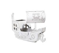 Annahouse Creative Outlined White Pirate Ship for Painting with Pencils, Crayons, Gouache, Finger Paints, DIY, Large, 3+ Years