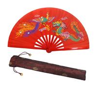 Annakideya Chinese Dragon Kung Fu Fan - 13" Bamboo Folding Hand Fan for Martial Arts, Tai Chi & Dance with Auspicious Dragon-Design