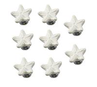 Annakideya Pack of 8 White Starfish Shaped Ceramic Drawer knobs with zinc Alloy Base Cabinet pulls Dresser Wardrobe Handles