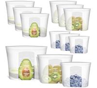 Annaklin 100% Silicone Reusable Storage Bag, 9 Pack Stand-Up Wide-Mouth Zip-Lock Food Storage Bags, Easy-Fill Easy-Open Easy-Clean Space-Saving, Microwave & Dishwasher Safe, 3 M/3 S/3 XS, Translucent