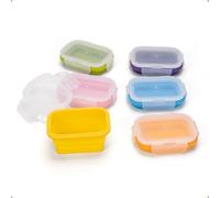 Annaklin Collapsible Food Storage Containers with Lids, Small Silicone Snack Containers, Stackable Portion Control Containers, Mini Fridge Organizer, Microwave Freezer Dishwasher Safe, 6.5oz, 6 Pack