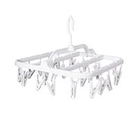 Annaklin Foldable Clip Hangers with 26 Drying Clips, Underwear Hanger with Clips, Plastic Laundry Clip and Drip Drying Hanger for Socks, Bras, Lingerie, Clothes, Sturdy, White