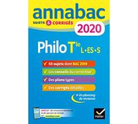 Annales Annabac 2020 Philosophie Tle L, ES, S: sujets et corrigés du bac Terminale séries générales