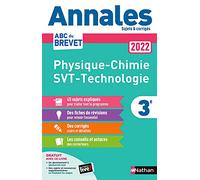 Annales Brevet 2022 - Physique-Chimie - SVT - Technologie - Corrigé: Sujets et corrigés
