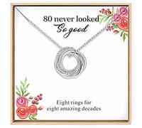 Annamate 80th Birthday Gifts for Women, Sterling Silver Infinity 8 Circle Eight Decades Necklace, Mom Gifts, Mothers Day Jewelry