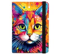 ANNAMISSI Passport Holder,Cute Passport Cover for Women Men,Travel Document Organizer Holder Boy Girl Wallet personalized Leather Rfid Passport Wallet, Colorful Cat, Classic