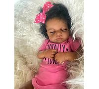 Annao Reborn Black Baby Dolls Girl 50 Cm Realistic Slicone Full Body Reborn Baby Doll African American New Born Dolls That Look Like Real Life Newborn Babies, Anatomically Correct Born Girls