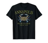 Annapolis Maryland Blue Crab Since 1649 Olive Letters Value Graphic T-Shirt