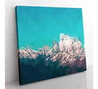 Annapurna Circuit in Nepal in Abstract Modern Canvas Wall Art Print Ready to Hang, Framed Picture for Living Room Bedroom Home Office Décor, 35x35 cm (14x14 Inch)