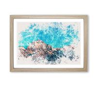 Annapurna Circuit in Nepal Watercolour Framed Print | A2 Oak Framed Wall Art | Ready to Hang | Modern Historical Picture | Living Room Bedroom Lounge Office