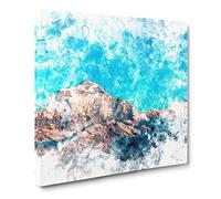 Annapurna Circuit in Nepal Watercolour Modern Canvas Wall Art Print Ready to Hang, Framed Picture for Living Room Bedroom Home Office Décor, 14x14 Inch (35x35 cm)