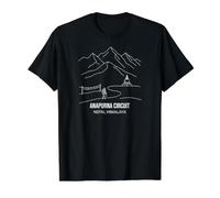 Annapurna Circuit Nepal Himalaya Line Art Hiking Trail Value Graphic T-Shirt, Men, Black, L