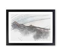 Annapurna Circuit Trek in Nepal Sketch Framed Print | A2 Black Framed Wall Art | Ready to Hang | Modern Nature Picture | Living Room Bedroom Lounge Office