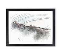 Annapurna Circuit Trek In Nepal Sketch Modern Art Framed Print | A2 Black Framed Wall Art | Ready to Hang | Modern Nature Picture | Living Room Bedroom Lounge Office