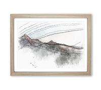 Annapurna Circuit Trek In Nepal Sketch Modern Art Framed Print | A3 Oak Framed Wall Art | Ready to Hang | Modern Nature Picture | Living Room Bedroom Lounge Office