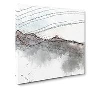 Annapurna Circuit Trek in Nepal Sketch Modern Canvas Wall Art Print Ready to Hang, Framed Picture for Living Room Bedroom Home Office Décor, 20x20 Inch (50x50 cm)