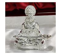 Annapurna Devi Idol in Pure 925 Silver / Goddess Annapoorna Idol in Silver Hindu Religion God Idol Sculpture Statue 1.00 Inch (18 GMS)