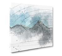 Annapurna Massif Mountains Sketch Canvas Print | Gallery Wrapped 30mm Frame Wall Art | 20x20 inches | Ready to Hang | Modern Landscape Picture | Living Room Bedroom Lounge Office
