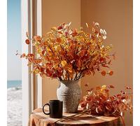 Anna's Whimsy 8 Pcs Thanksgiving Faux Flowers, Artificial Eucalyptus Stems and Gypsophila, Fall Artificial Flowers for Decoration