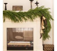 Anna's Whimsy Wreath Christmas, Artificial Norfolk Garland 6FT, Real Touch Norfolk Pine Wreath, Suitable for Festivals, Winter (Pure Green)