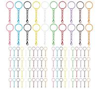 ANNASAMDO 200pcs Metal Key Rings with Chain Lobster Clasp 25mm for Jewelry Making DIY