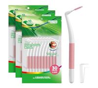 Annauiy Interdental Brushes, Small, Pack of 30, Interdental Brushes with 90° Angle Handle, L-Shaped for 0.6 mm Teeth Cleaning Spaces, People with Tight Gaps