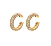 AnnBabic Ear Cuffs for Women - CZ Paved Hoop Conch Cuff Earrings for Men - Sparkle Rhinestones Clip On Wrap Earrings Non Pierced, Brass Cubic Zirconia