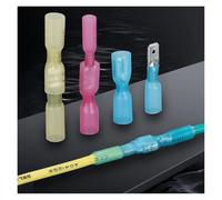 ANNBCDL 100Pcs Heat Shrink Crimp Terminals Waterproof Insulated Fast Butt Wire Connector Electrical Cable Male Female Docking Terminal(Blue 100set)