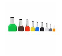 ANNBCDL 100PCS TE0508 TE1008 TE1508 TE2508 TE6014ouble Pipe 0.5~6.0² Cold Pressed End/Line Tube Shaped Insulated Tubular Terminal(Rosso,TE2508)