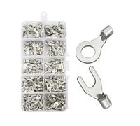 ANNBCDL 320Pcs/Box 10 In 1 Terminals Non-Insulated Ring Fork U-type Brass Assortment Kit Cable Wire Connector Crimp Spade(OT 200PCS MIXED BOX)
