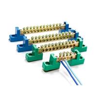 ANNBCDL Copper Screw Terminal Block Flame Retardant Bar Wiring Row Zero Ground Brass Strip Protection Distribution Box Cable Connection(Blue-12pin Zero)