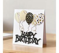 Annchaos Cutting Dies Metal Stencils Scrapbooking Tools DIY Embossing Template for Paper Card Making Album Arts Crafts Supplies (Happy Birthday Balloon-10.1x7.6cm)