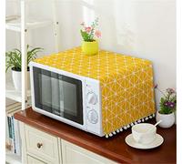 Annchaos Microwave Oven Cover Dust Oil Proof Cloth with Storage Pockets Cotton Linen Kitchen Toaster Appliance Protector (Yellow Checkerboard)