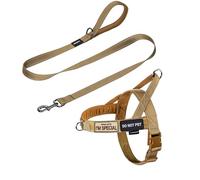 Annchwool No Pull Dog Harness with Soft Padded Handle+Leash,Reflective Strip Escape Proof and Quick Fit to Adjust Dog Harness,Easy for Training Walking for Small & Medium and Large Dog(Brown-Set,XL)
