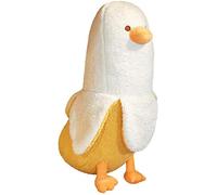 Annco Cute Banana Duck Plush, Soft Long Body Hugging Pillow Gifts, Funny Banana Duck Plushie, Soft Stuffed for Girls and Boys (White, 30cm(11.8"))