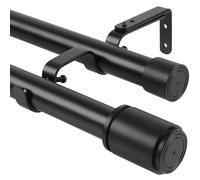 Anndason 1 Inch Double Curtain Rod 30 to 87 Inch Heavy Duty Double Curtain Rods for Windows Adjustable Telescoping Double Curtain Pole for Bedroom Kitchen Office Living Room (Black)