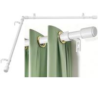 Anndason Heavy Duty 1 Inch Corner Curtain Rods Set 30-76 Inch Corner Windows Rod L Shaped Curtain Rods Corner Windows Curtain Rods Set (White)