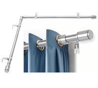Anndason Heavy Duty 1 Inch Corner Curtain Rods Set 30-76 Inch Corner Windows Rod L Shaped Curtain Rods Corner Windows Curtain Rods Set (Silver)