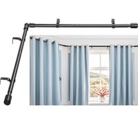 Anndason Heavy Duty 1 Inch Corner Curtain Rods Set (Black) 30-87 Inch for Windows L Shaped Curtain Rods