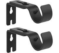 Anndason Heavy Duty Adjustable Curtain Rod Brackets Rod Holders Curtain Rod Holders for 1 1/8 Inch and 1 1/4 Inch Rod, (2 PCS, Black)