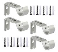Anndason Heavy Duty Adjustable Curtain Rod Brackets Rod Holders for 1 Inch Rod, Silver Color, (Set of 4,Silver)