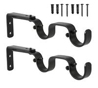 Anndason Heavy Duty Curtain Rod Brackets Adjustable Double Rod Holders 1 Inch Rod (2 PCS, Black)