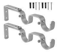 Anndason Heavy Duty Curtain Rod Brackets Adjustable Double Rod Holders 1 Inch Rod (2 PCS, Silver)