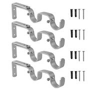 Anndason Heavy Duty Curtain Rod Brackets Adjustable Double Rod Holders 1 Inch Rod (4 PCS, Silver)